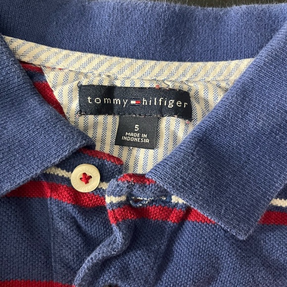 Tommy Hilfiger Kids Polo Shirt - Red and Blue Stripes - Picture 3 of 3